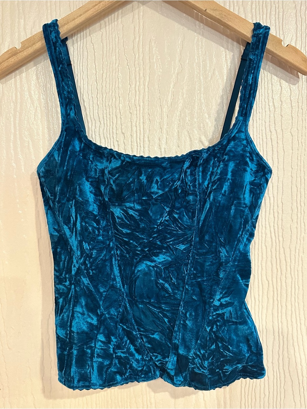 NWT Marciano by Guess: Teal Blue crushed velvet corset SIZE small Y2K